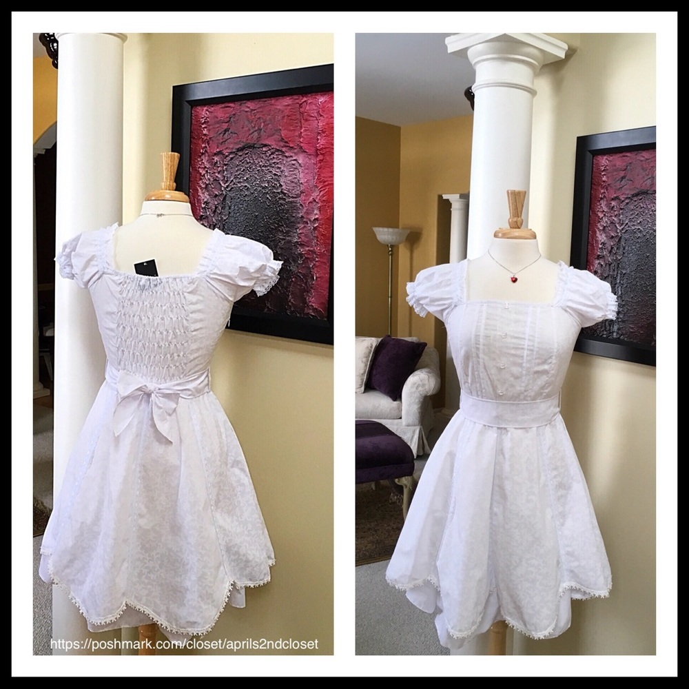 SHORT SLEEVE VINTAGE STYLE BOW A-LINE DRESS A3C - Picture 5 of 6